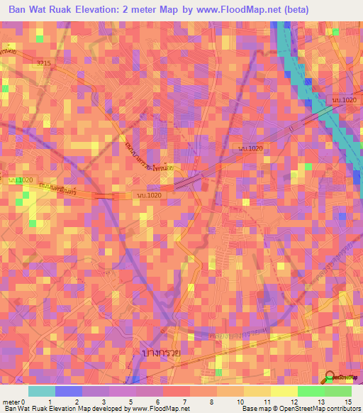 Ban Wat Ruak,Thailand Elevation Map