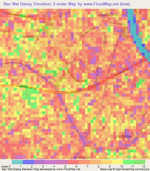 Ban Wat Daeng,Thailand Elevation Map