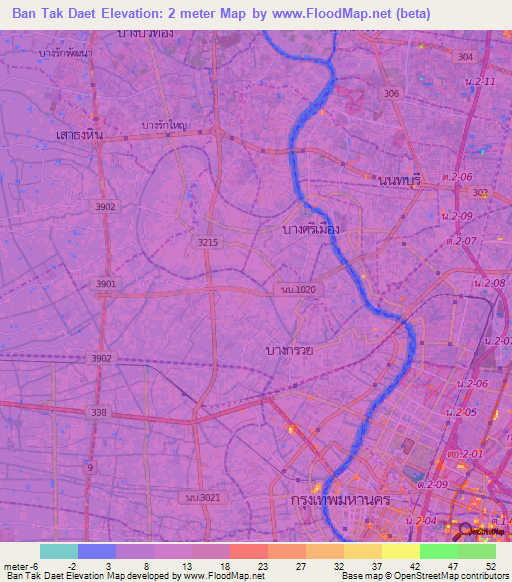 Ban Tak Daet,Thailand Elevation Map