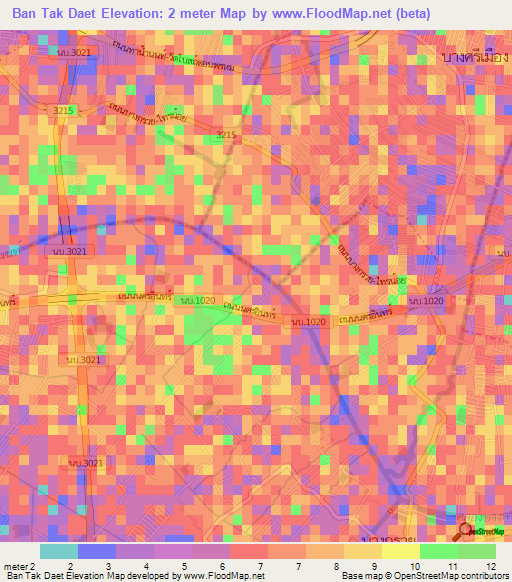 Ban Tak Daet,Thailand Elevation Map