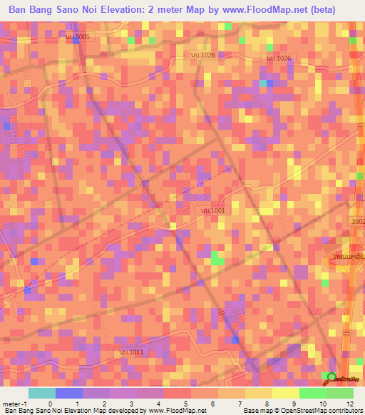 Ban Bang Sano Noi,Thailand Elevation Map