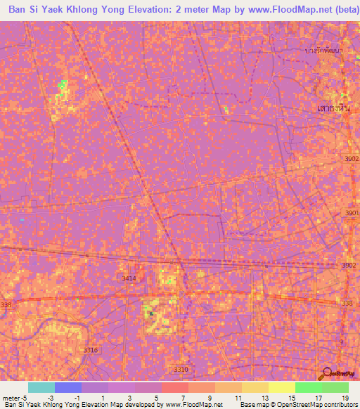 Ban Si Yaek Khlong Yong,Thailand Elevation Map