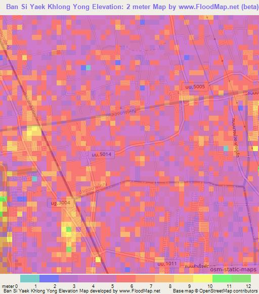 Ban Si Yaek Khlong Yong,Thailand Elevation Map