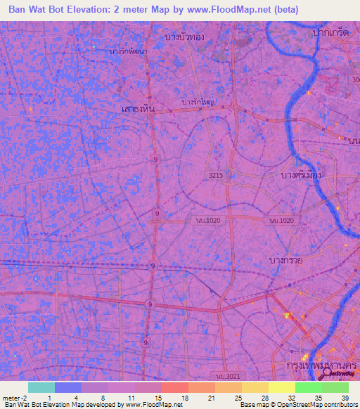 Ban Wat Bot,Thailand Elevation Map