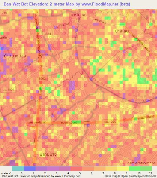 Ban Wat Bot,Thailand Elevation Map