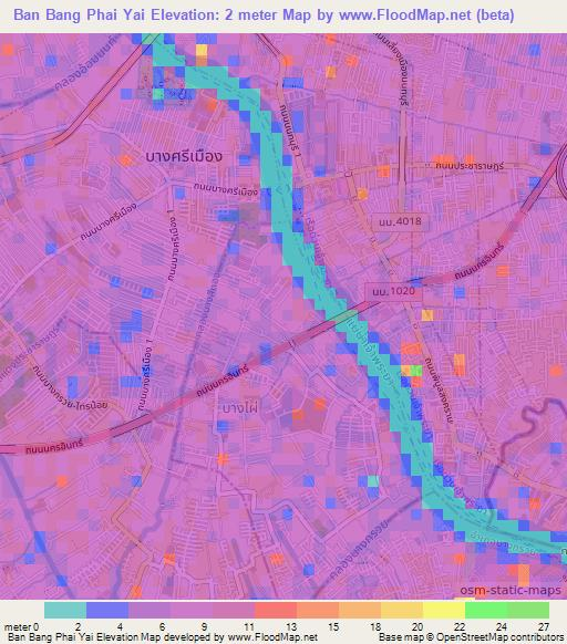 Ban Bang Phai Yai,Thailand Elevation Map