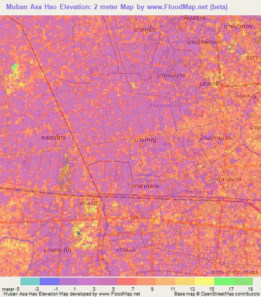 Muban Asa Hao,Thailand Elevation Map