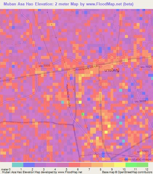 Muban Asa Hao,Thailand Elevation Map