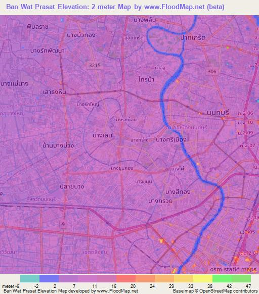 Ban Wat Prasat,Thailand Elevation Map