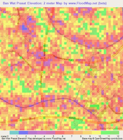 Ban Wat Prasat,Thailand Elevation Map