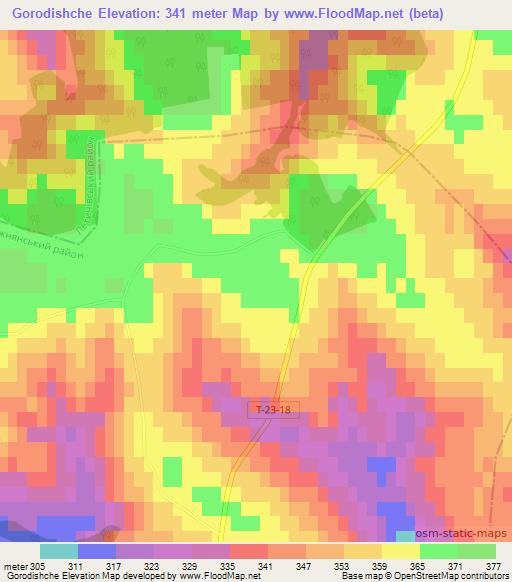 Gorodishche,Ukraine Elevation Map