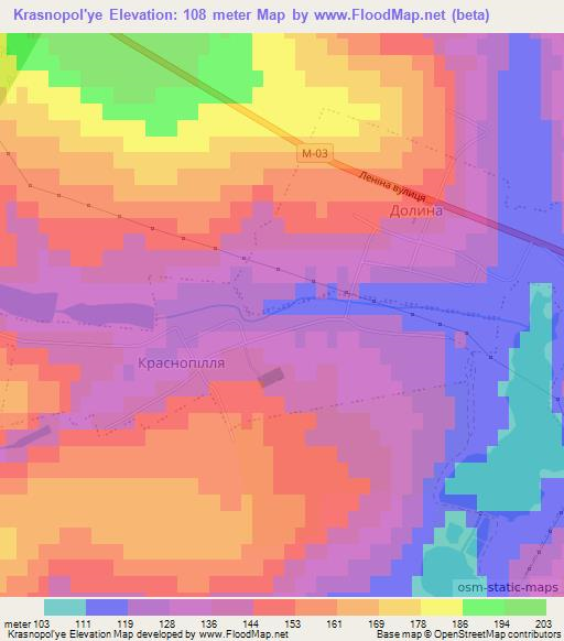 Krasnopol'ye,Ukraine Elevation Map