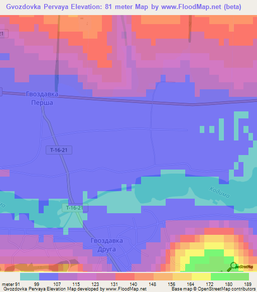 Gvozdovka Pervaya,Ukraine Elevation Map