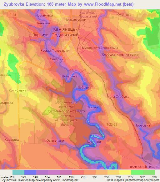 Zyubrovka,Ukraine Elevation Map