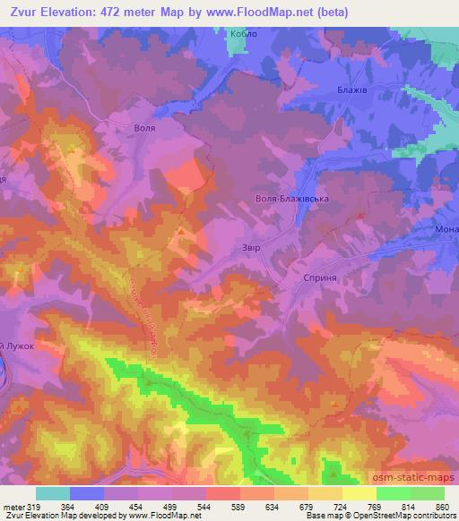 Zvur,Ukraine Elevation Map