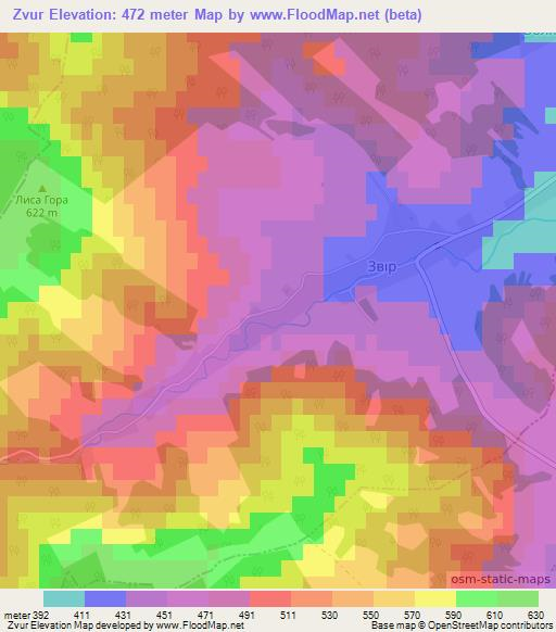 Zvur,Ukraine Elevation Map