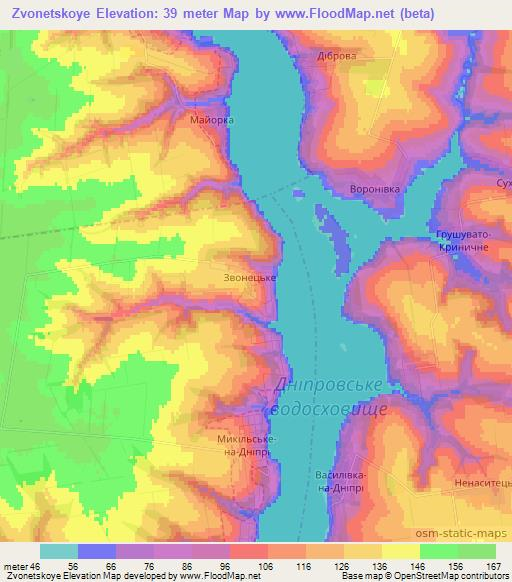 Zvonetskoye,Ukraine Elevation Map