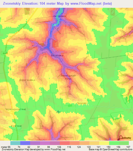 Zvonetskiy,Ukraine Elevation Map