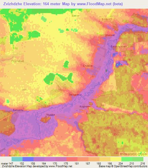 Zvizhdzhe,Ukraine Elevation Map