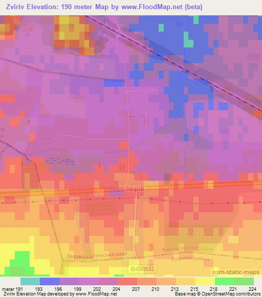 Zviriv,Ukraine Elevation Map
