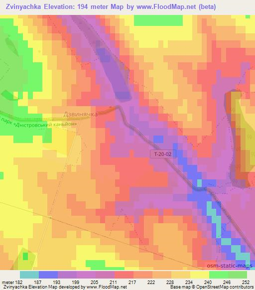 Zvinyachka,Ukraine Elevation Map
