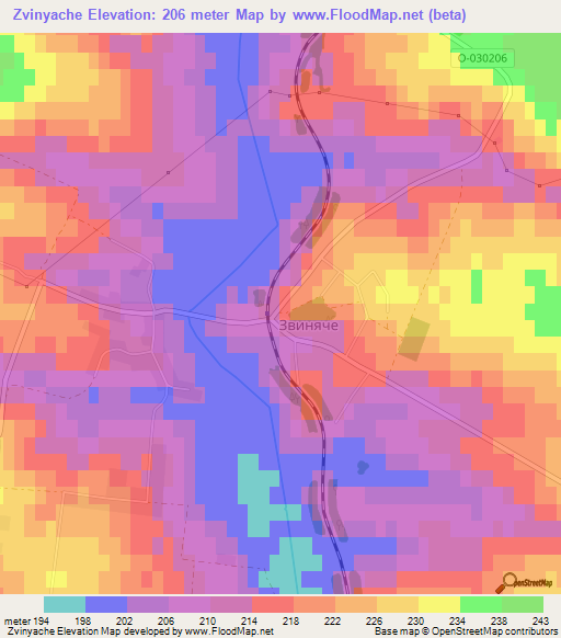 Zvinyache,Ukraine Elevation Map