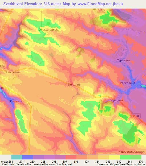 Zverkhivtsi,Ukraine Elevation Map