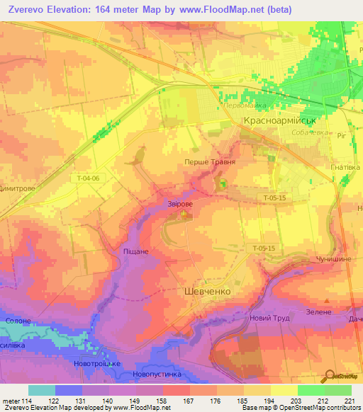 Zverevo,Ukraine Elevation Map