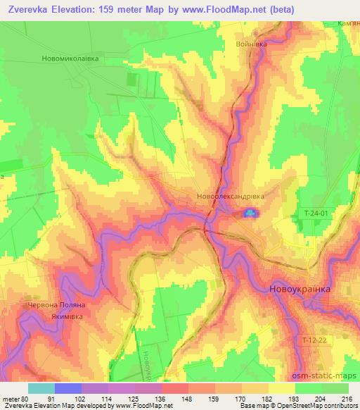 Zverevka,Ukraine Elevation Map