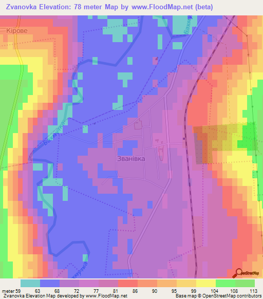 Zvanovka,Ukraine Elevation Map