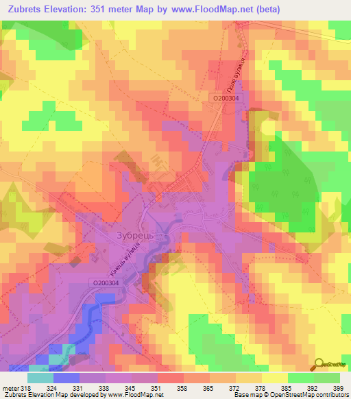 Zubrets,Ukraine Elevation Map