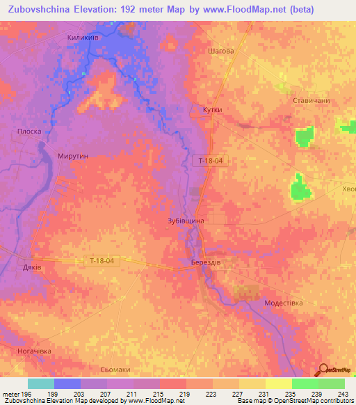 Zubovshchina,Ukraine Elevation Map
