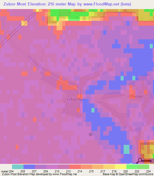 Zubov Most,Ukraine Elevation Map