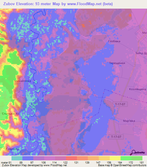 Zubov,Ukraine Elevation Map