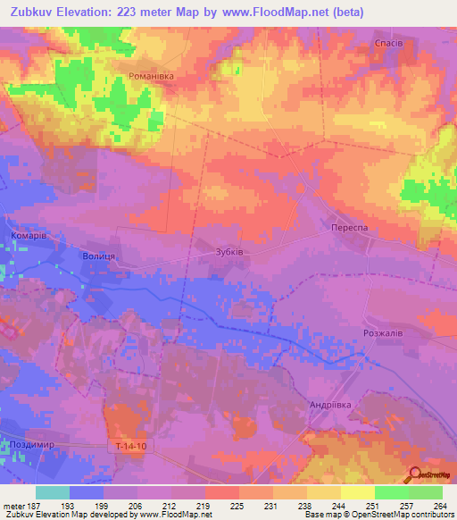 Zubkuv,Ukraine Elevation Map