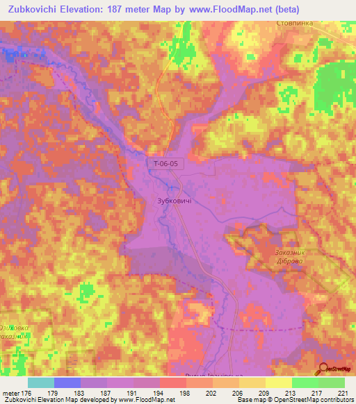 Zubkovichi,Ukraine Elevation Map