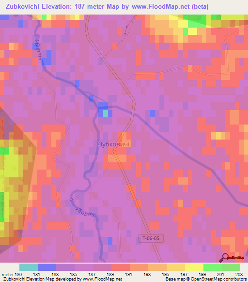 Zubkovichi,Ukraine Elevation Map