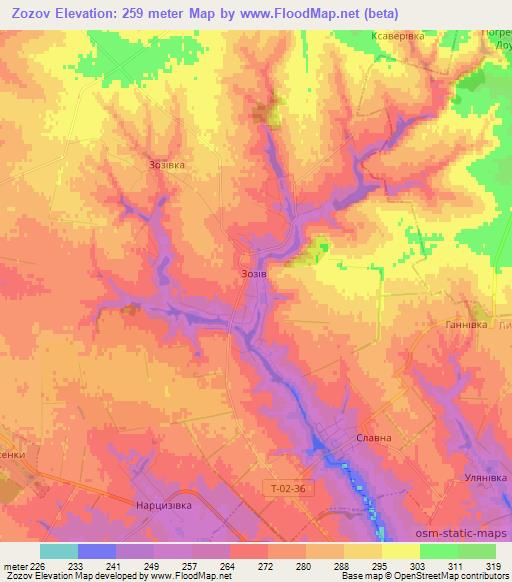 Zozov,Ukraine Elevation Map