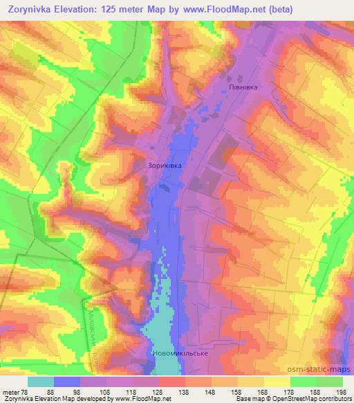 Zorynivka,Ukraine Elevation Map