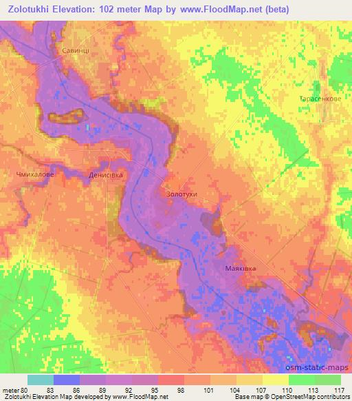 Zolotukhi,Ukraine Elevation Map
