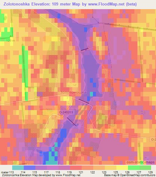 Zolotonoshka,Ukraine Elevation Map
