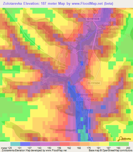 Zolotarevka,Ukraine Elevation Map