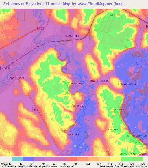 Zolotarevka,Ukraine Elevation Map