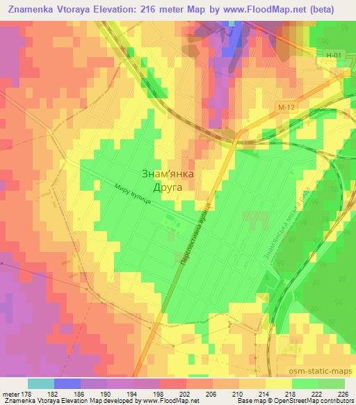 Znamenka Vtoraya,Ukraine Elevation Map