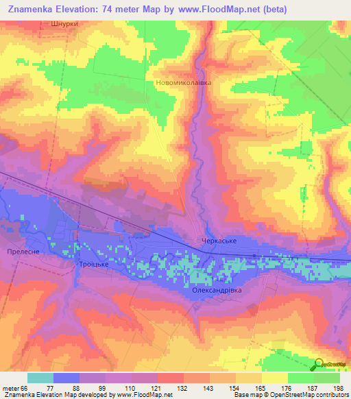 Znamenka,Ukraine Elevation Map