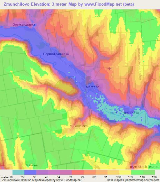 Zmunchilovo,Ukraine Elevation Map