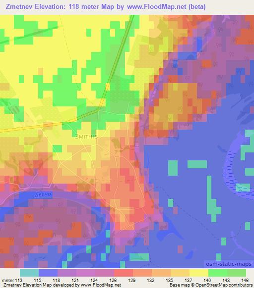Zmetnev,Ukraine Elevation Map