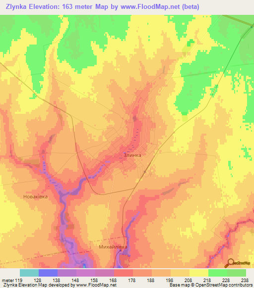 Zlynka,Ukraine Elevation Map