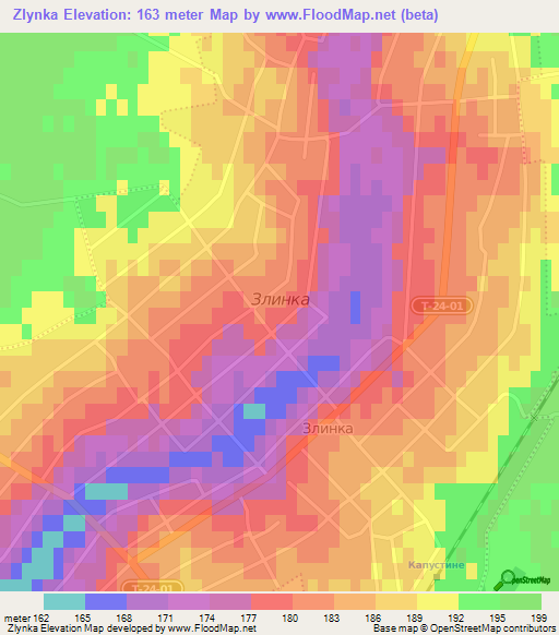 Zlynka,Ukraine Elevation Map