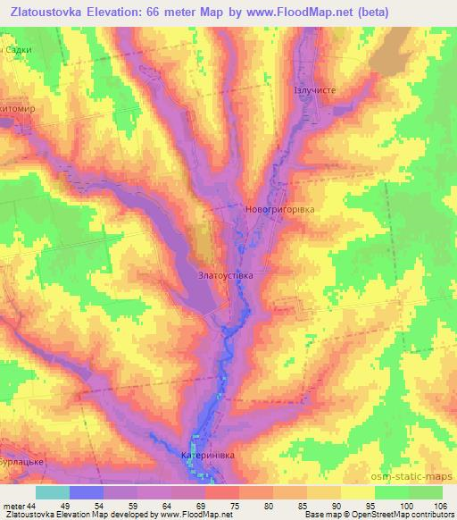Zlatoustovka,Ukraine Elevation Map